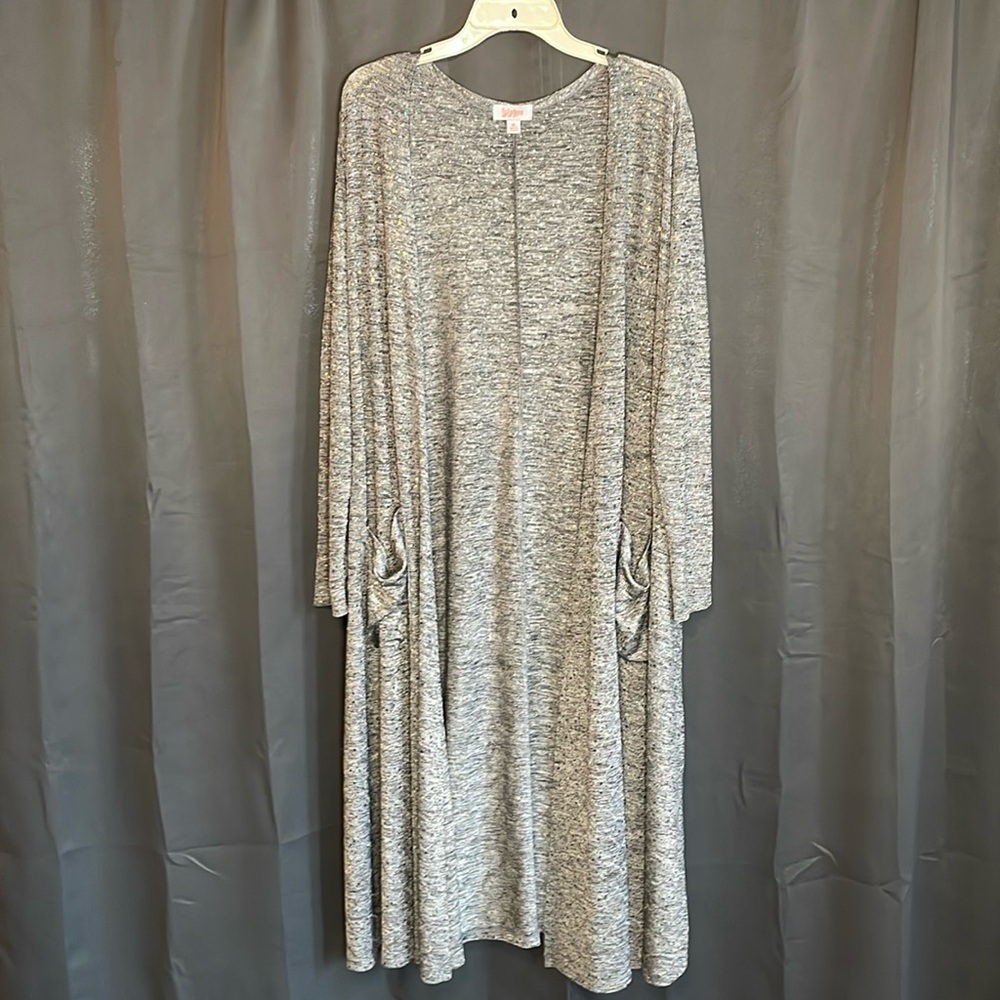 Luluroe Women's Size XL Long Cardigan Gray with Sparkles